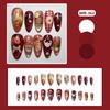 24pcs White Flower Fake Nail Tips Yellow Pink Blush False Nails Wearable Full Cover European Almond Shaped Press on Nails