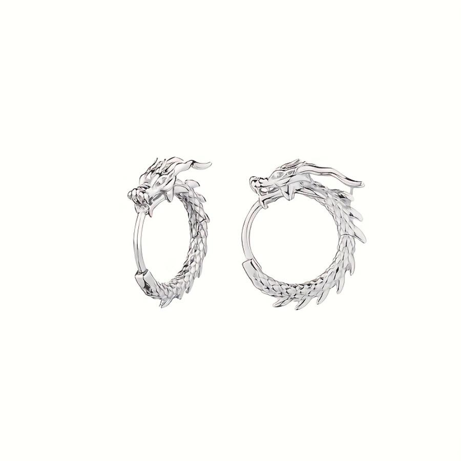 2pcs Silvery Dragon Earrings, Mini Fashion Dragon Ear Buckles, Unisex, Suitable for Casual Parties, Homecoming/Independence Day