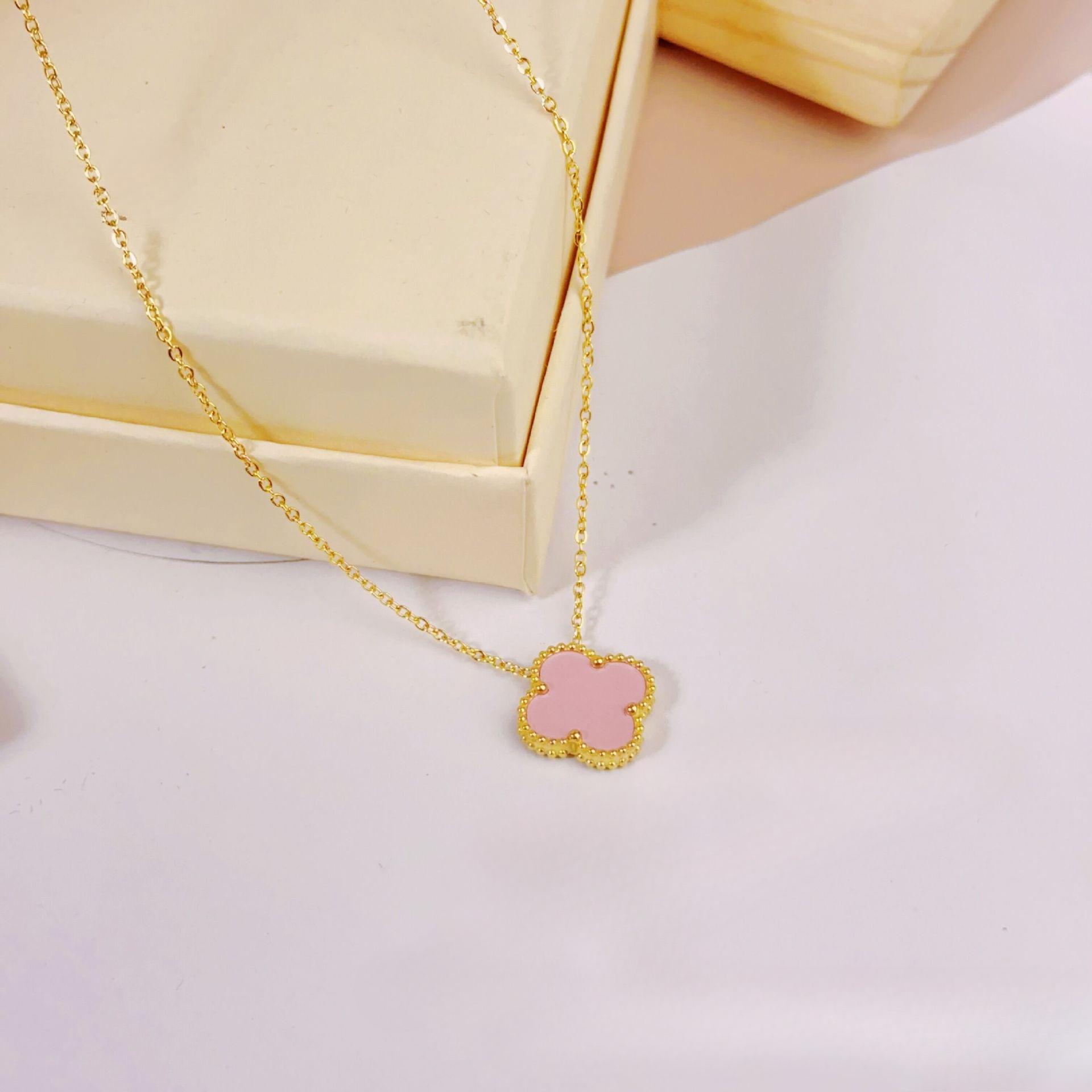 

15mm Lucky Four-leaf Clover Necklace Double-sided Non-fading Fashion Jewelry