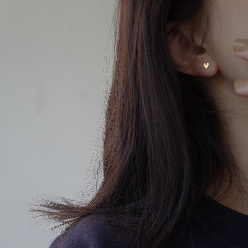 [Delicate Cake Edge Heart Earrings Simple Sweet Cute Tiny Heart Earrings for Women Minimalist Elegant Accessories Dropship ]