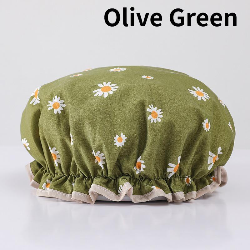 1pc Double Layer Shower Caps,Adjustable Printed Daisy Bonnet,Band Hair Hat for Women Ladies,Four Colors To Choose from