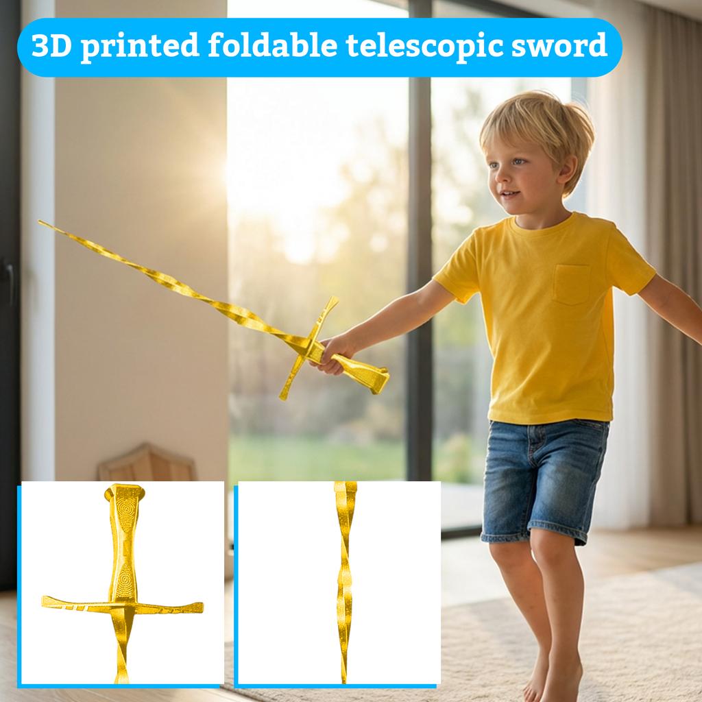 3D Printed Foldable Telescopic Sword- Extendable Transformation Toy & Display Piece, Unique Gift For Cosplay, Collectors, And Fans