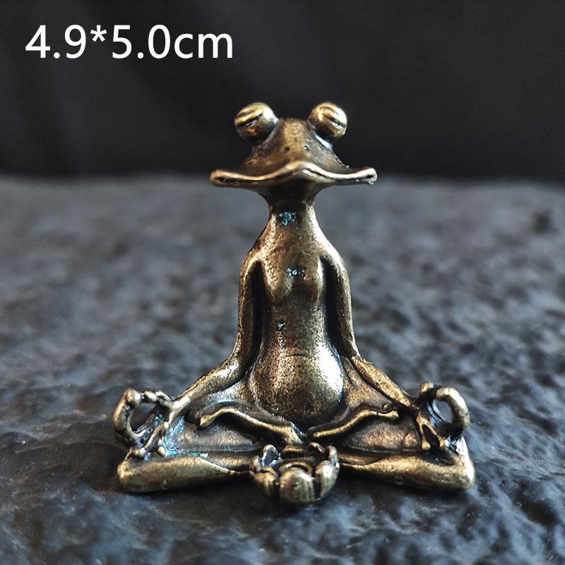 Vintage Messing Zen Frosch Meditation Buddhistische Statue Metall Ameise Schildkröte Skulptur Räuchergefäß Haushaltsdekoration Tee-Haustiere