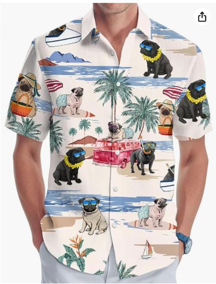 Summer Hawaiian Shirt Men's Fashion Digital Printing Short Sleeve Source Factory One and a half sleeves