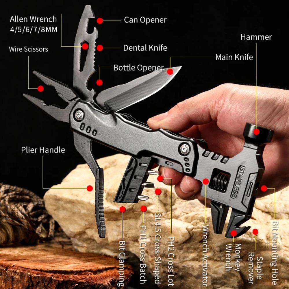 Multifunctional Wrench Hammer Knife Pliers Outdoor Camping Survival Tool Labor Saving Tool Stainless Steel Multi-tool Knife