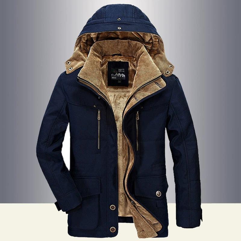 

Winter Business Casual Multi Pocket Hooded Men s Thick Men s Cotton Jacket XS хакі