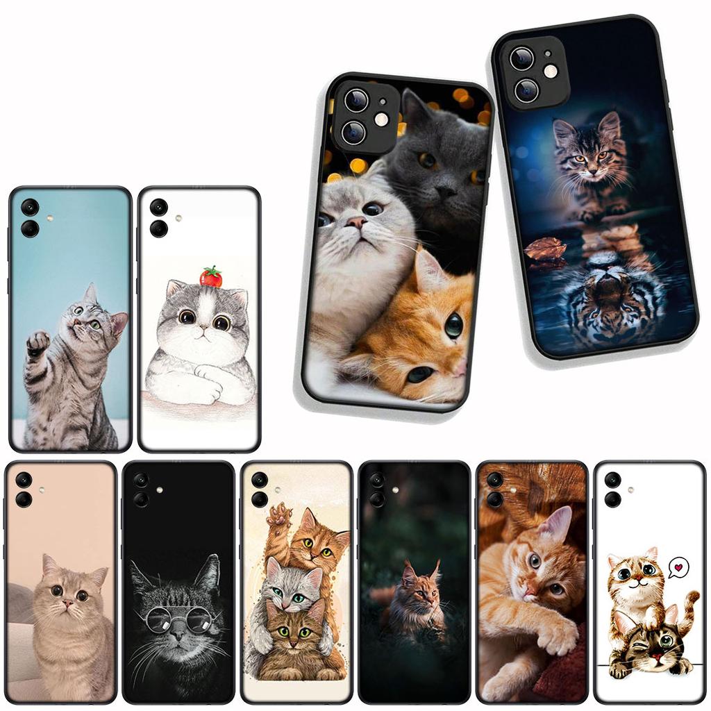 For Samsung Galaxy S25 S23 S22 S24 FE Ultra Plus A56 A05 A06 A15 A16 A57 S7 Edge Phone Cover Case Cat Meow