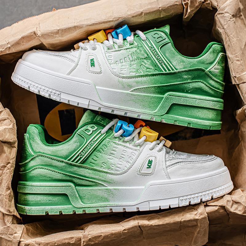 

Мужская модная повседневная обувь для скейтбординга на градиентной платформе, нескользящая, легкая, дышащая 44 зелёный