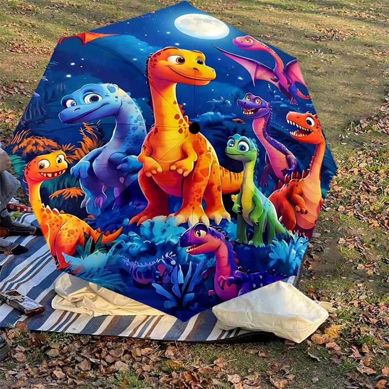 1PC Dinosaurs Night Umbrella-8-Rib Reinforced Portable Folding Travel Suitable for All Seasons Outdoor Daily Use  -J0395