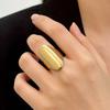 Vintage Metal Smooth Oval Wide Open Rings For Women Stainless Steel Gold Color Geometric Adjustable Chunky Rings Zircon
