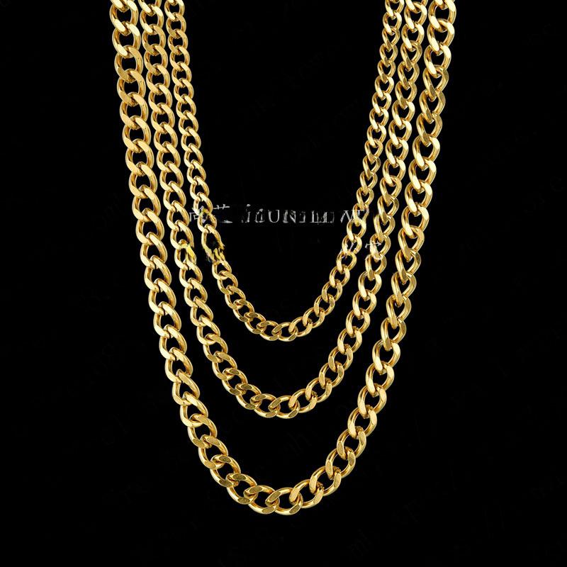 18K Gold Edelstahl Herren Kubanische Kette Halskette mit beidseitig poliertem Finish