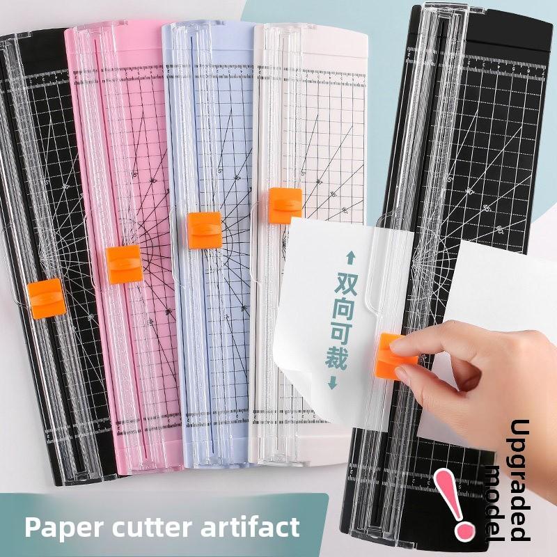 Included Small Portable Plastic Paper Cutter With Dual Blade For Crafts And Office Use