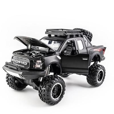 1/32 Scale Ford Raptor F150 Diecast Car Model Toy, Pull Back Toy Vehicle with Sound and Light for Kids Toddler Boys Girls Gift Collection
