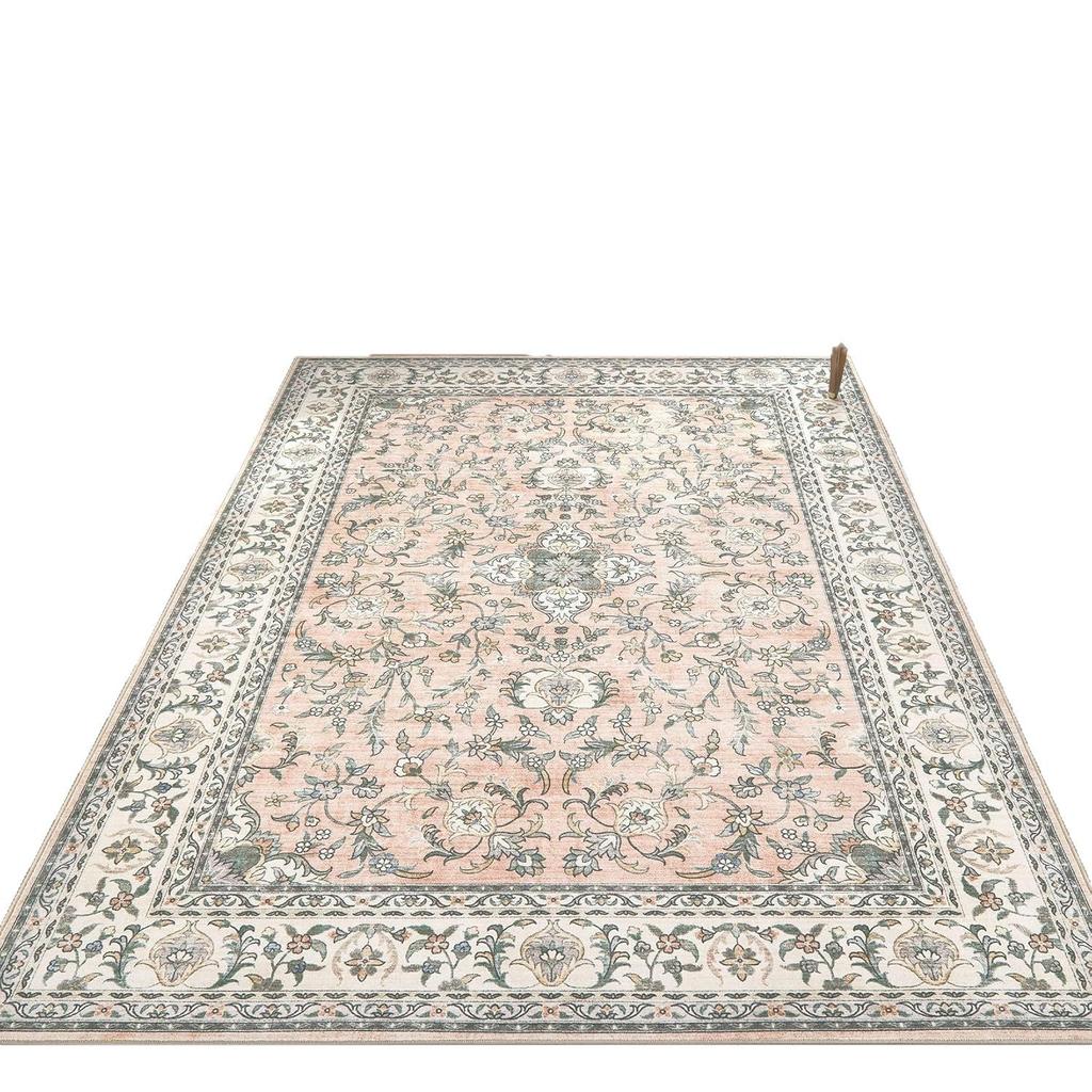 Alfombra Persa de Flores para Salas de Estar, Alfombra Resistente a la Suciedad para Sofá y Alfombra de Mesita de Noche para Dormitorio