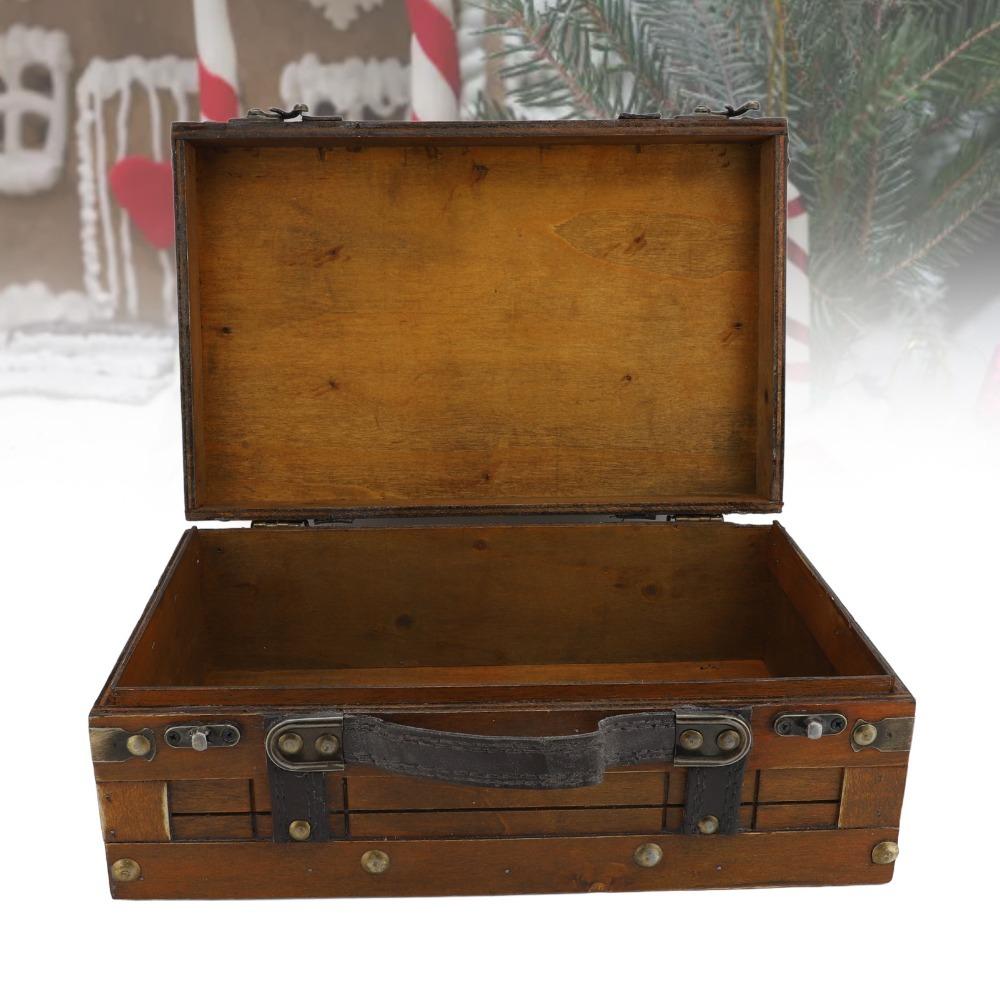 Klappdeckel Dekorative Aufbewahrungsbox Braun Handgefertigte Holz-Schatztruhe Holz Verschließbare Piraten-Schatztruhe Aufbewahrung für Erinnerungsstücke