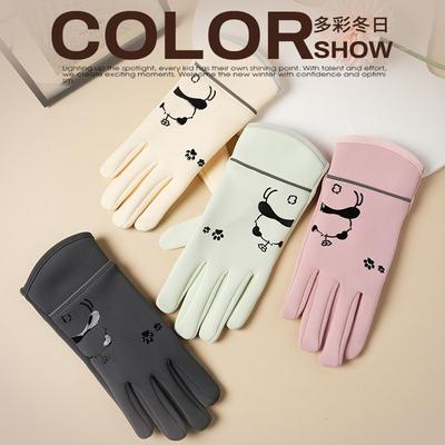 Children's Velvet Thermal Gloves Cute Panda Pattern Winter Riding Windproof and Cold Children's Comfortable Thermal Gloves