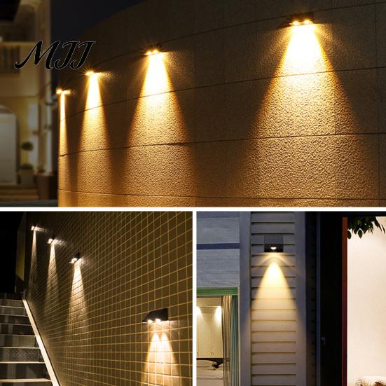 Outdoor Solar Wall Lights Fence Light, Washer Waterproof Warm Light Lamps Lamp, Garden Street Balcony Yard Stairs Decor Energy-saving