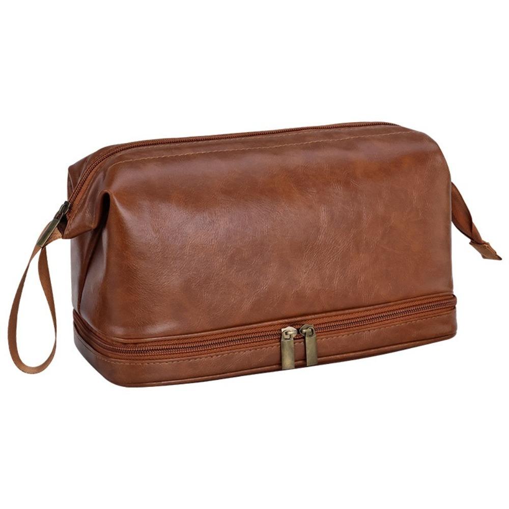 

Large Capacity Travel Organizer Bag Black Waterproof Makeup Pouch Chic Wash Toiletry Bag Business коричневый