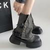 British fashion black British style platform Martin boots women's summer new niche with skirt thick heel short boots