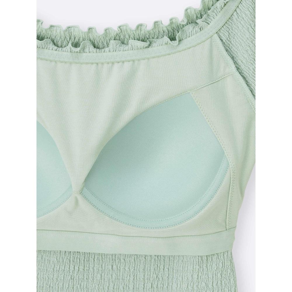 GU by Uniqlo BH Feel Cropped Raffung Off-Shoulder T-Shirt