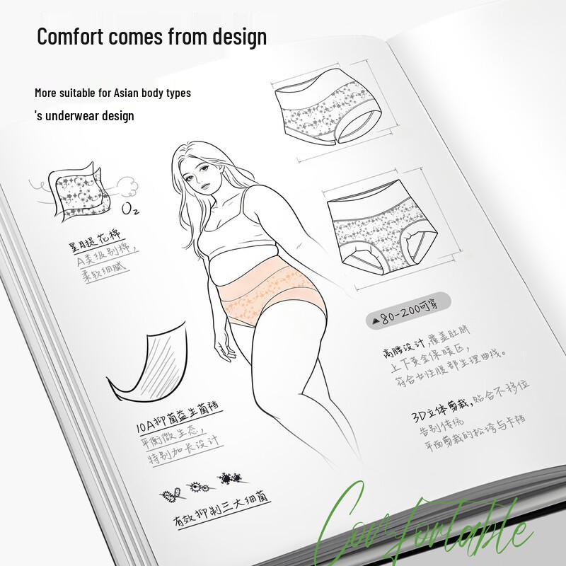 Nanjiren Women's High-Waist Tummy Control Antibacterial Cotton Boxer Briefs