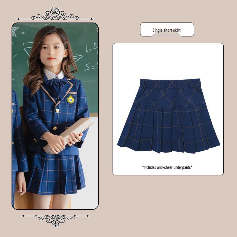 British Academy Style Girls' Pleated Skirt Uniform Set