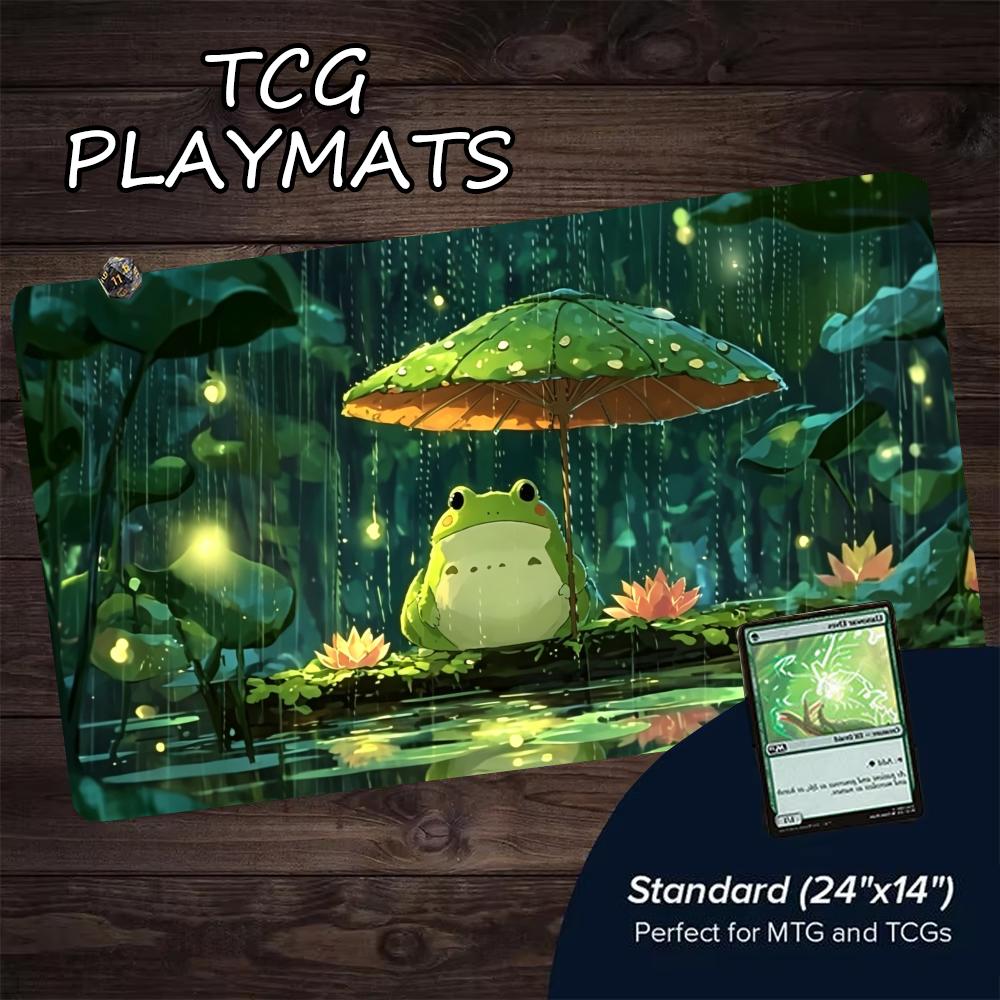 Frog Lotus Design TCG Playmat Magic Card Battle Mat 35X60CM Gathering Gaming Mats Tapete Magic Gaming Play Mat Card Desk Pads