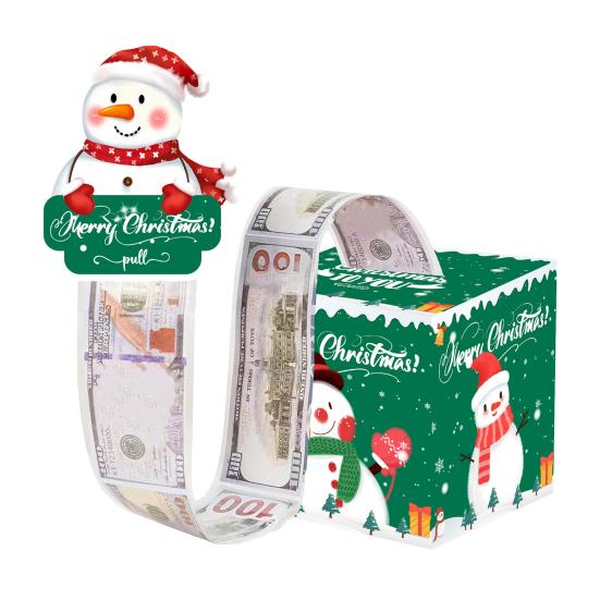 Christmas Money Box Pull-out Cash Gift Box DIY Holiday Money Gift Box with Transparent Bags Christmas Money Holder Pull Box for Kids Adults