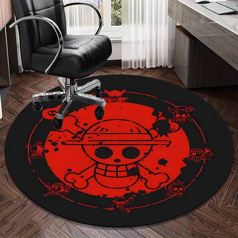 Classic Pirates Skull Crossbones round carpet Chair cushion Round Entryway Rug, Soft Round Rugs for Living Room, Bedroom, Circle Carpet decor gifts