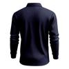 New Men's Solid-Colour Relaxed-Fit Casual Polo Shirt Long-Sleeved Button-Down Collar Jacquard Textured Sweatshirt