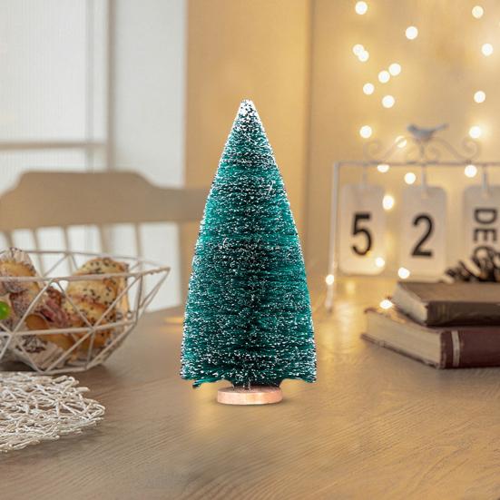 3Pcs Artificial Mini Christmas Tree Set with Snow Frosted Tips 3.5-15cm Sisal Tabletop Decor