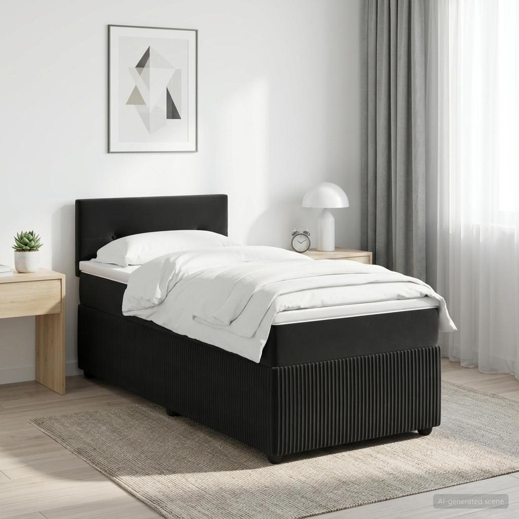 Box Spring Bed with Mattress Black 80 x 200 cm Velvet