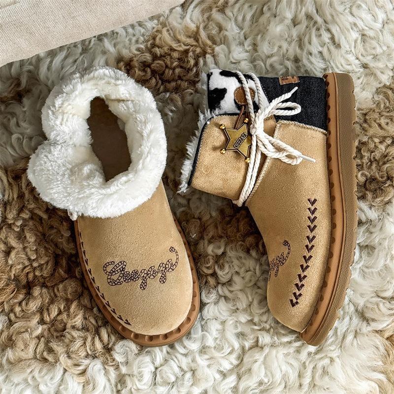 3659 Woody denim snow boots star male and female couples versatile autumn and winter warm velvet cotton shoes