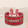 Bohemian Adjustable Floral Embroidered Bracelet with Roses and Sunflowers