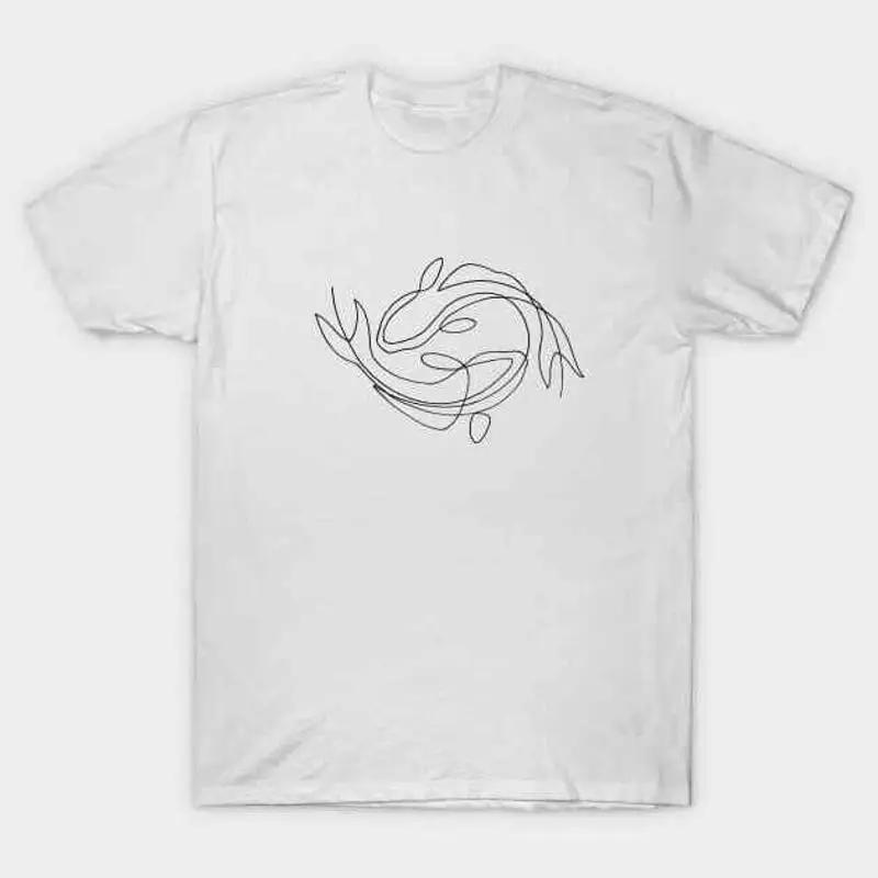 Koi Line Art T Shirt S 5XL Fast Shipping S разноцветный