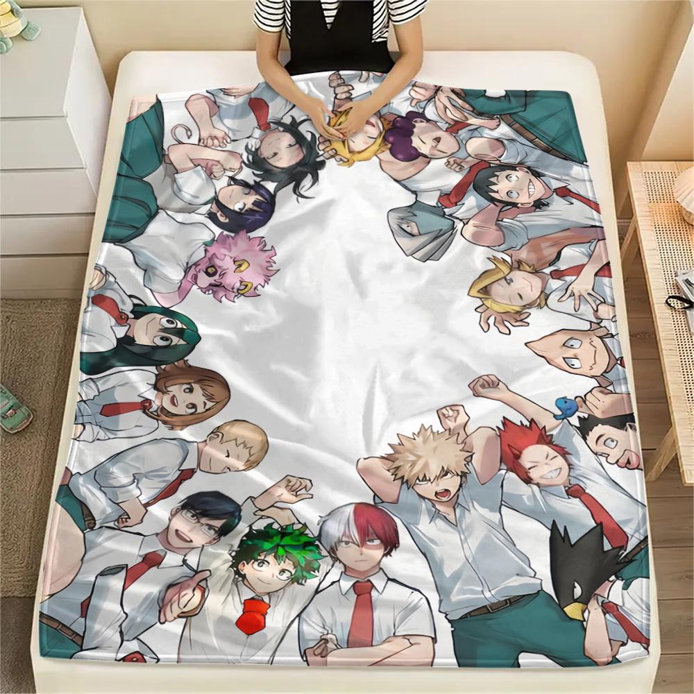 My Hero Academia Black & White pattern Flannel Blanket, High quality Comfortable for All Seasons, Home Decor, Warmth and Comfort, Perfect for Gifts.