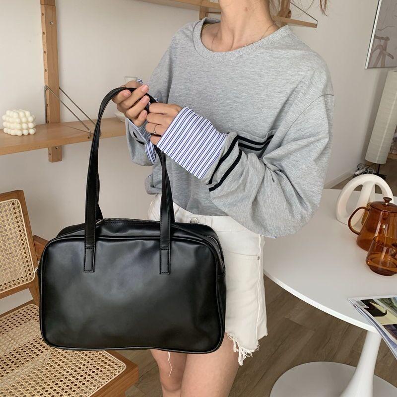 Soft PU Leather Women Shoulder Bags Large Capacity Shopping Bag Casual Female Square Tote Bags Simple Ladies Travel Handbags