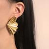 Exaggerated sense of high-end Vintage fan-shaped leaf temperament stud earrings simple and versatile cold wind