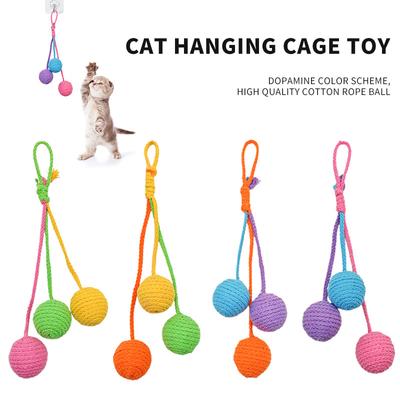 Resistant Chew Toys Can Be Suspended Cat Teasing Toys Cotton Rope Ball Toy Nontoxic Durable Interactive Cog Toy Pet Accessories