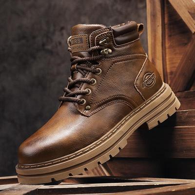 Men's Genuine Leather Martin Boots - Thick Sole, Autumn/Winter, Casual Outdoor Plus Size Work Shoes