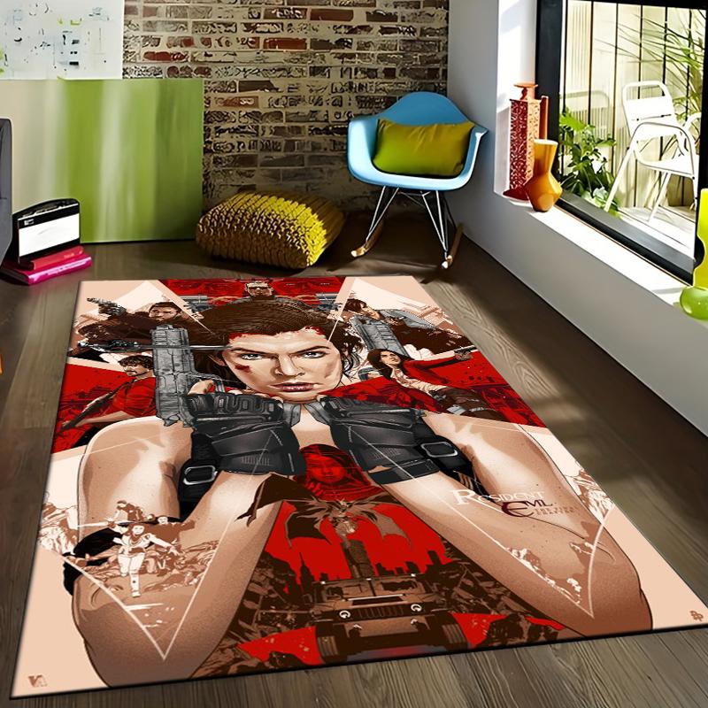 R-Resident Evil Games Gamer Area Rug,Carpet Rug for Living Room Bedroom Sofa Doormat Decoration, decoration chambre
