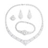 Light Luxury Zircon Full Diamond Necklace Four-Piece Banquet Wedding Bridal Accessories Set Chain Jewelry