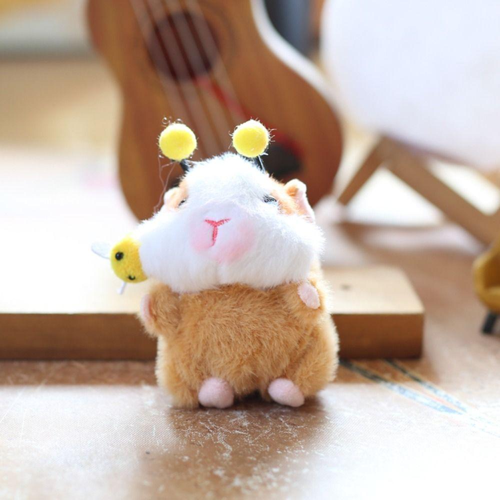 Cartoon Guinea Pig Plush Keychain Bee Hamster Pendant Plush Guinea Pig Keyring Backpack Decor