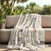 1Pc  Cute Pastel Kawaii Cat Floral Print Soft Fleece Blanket For Bedroom Living Room Dorm Decor