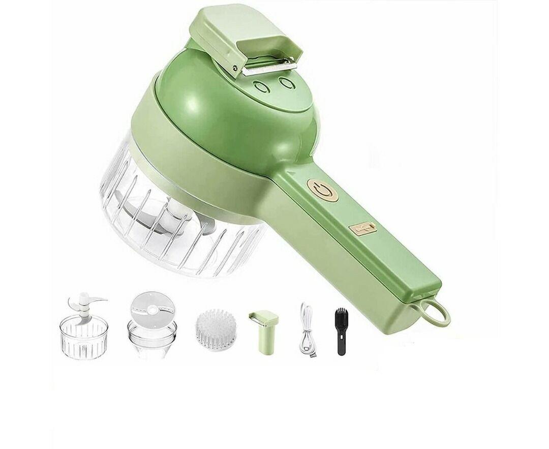 

4в1 Многофункциональный электрический овощерезка-ломтерезка, измельчитель чеснока, измельчитель чеснока, пресс-миксер, ломтик еды зелёный