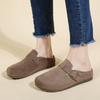Women Retro Faux Suede Slip On Clogs Buckle Closed Toe Mules Korean Style Fashion Outdoor Flat Slippers Free Shipping Shoes