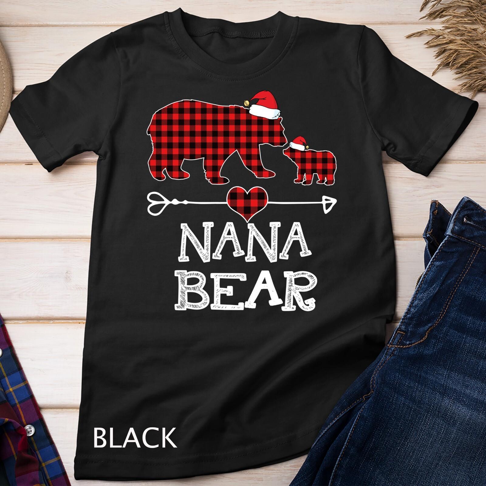 Nana Bear Shirt Red Buffalo Plaid Nana Bear Pajama Unisex T-Shirt Mens Womens Tees Top 2XL