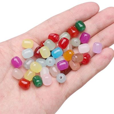 Glaskralen Imitatie Jade Rechte Gat Jujube Kraal voor DIY Sieraden Maken - 8x10mm 20 STUKS