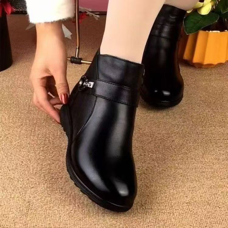 New Versatile Platform Short Boots Trendy Small Spring and Autumn Single Boots Soft Leather Flat Bottom Martin Boots Women