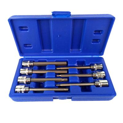 Innensechskant-Steckschlüsselsatz, 7-teilig, extra lang, 3/8 Zoll Antrieb, Inbusschlüssel-Bits, Schraubendreher